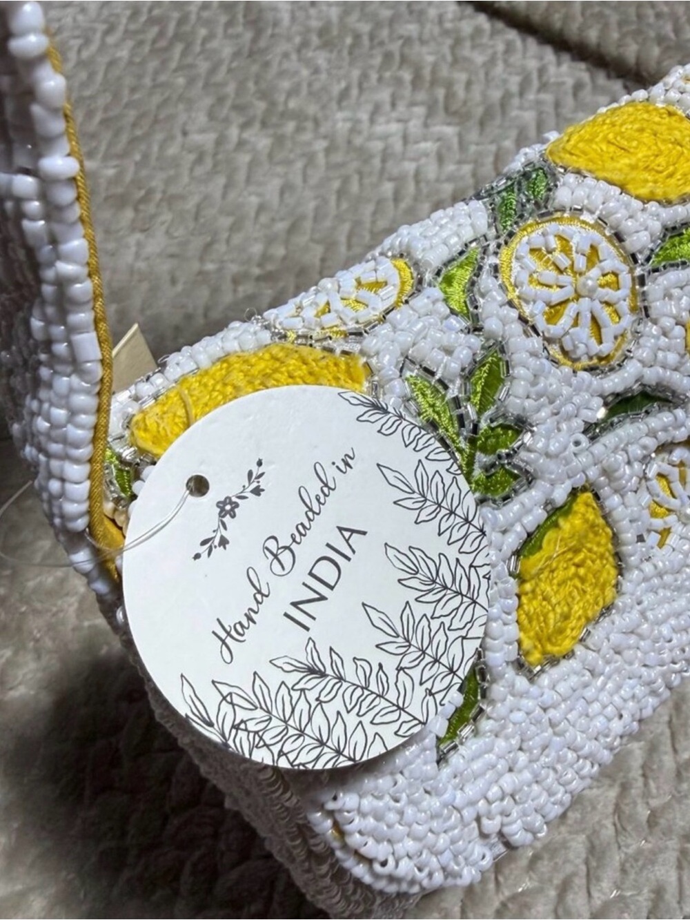 NWT Lemon Beaded Bag TikTok Viral Summer Purse White Yellow Shoulder Bag - Picture 6 of 11